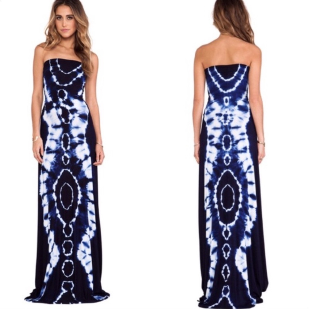 Young Fabulous & Broke Blue Strapless Maxi Gown